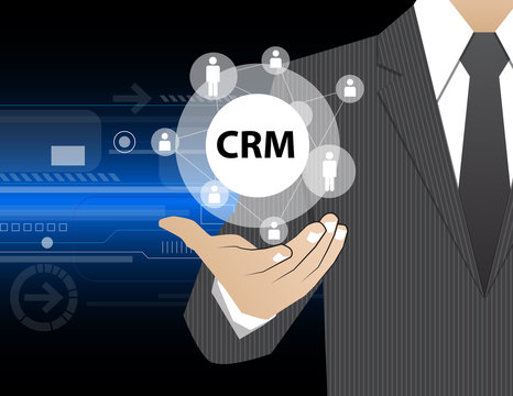 Concept Businessman in his hands ,CRM