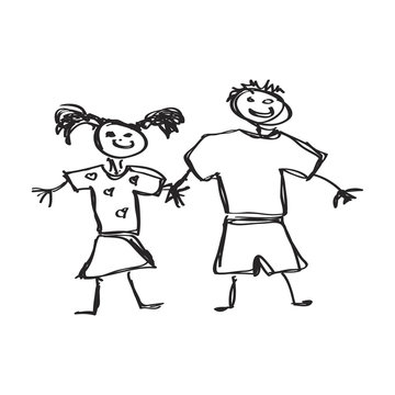 Simple doodle of a boy and girl