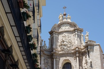 Facade church and Valencia Cathedral