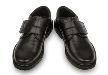 Man black boots isolated.