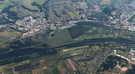 View from airplane on Earth surface.