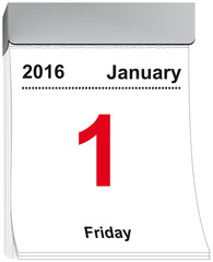 tear off calendar January 1, 2016
