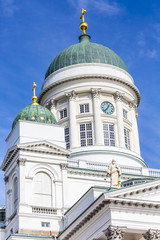 Fototapeta na wymiar Beautiful view of famous Helsinki Cathedral over blue sky, Helsi