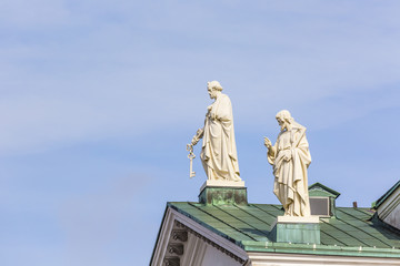 Beautiful view of famous Helsinki Cathedral over blue sky, Helsi