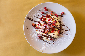 Tiramisu with chocolate sauce