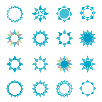 Geometric star vector logo template set
