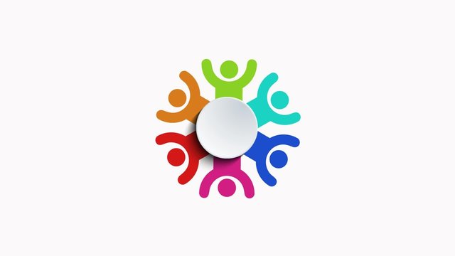 group of people logo animation on white 