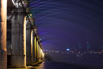 Fountain show at Banpo Bridge in Seoul