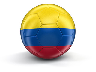 Soccer football with Colombian flag. Image with clipping path