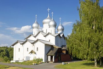 Fototapeta na wymiar Church of the Saint Boris and Saint Gleb in Plotniki, Veliky Novgorod