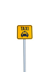 Taxi icon yellow road sign isolated