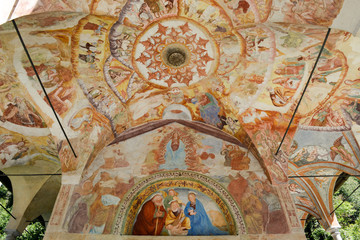 Fototapeta na wymiar Frescos of the Madonna di Loreto church at Varallo on Piedmon