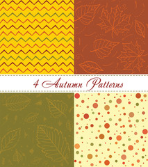 Autumn seamless pattern. Hand drawing vector background with autumn colors and leafs.
