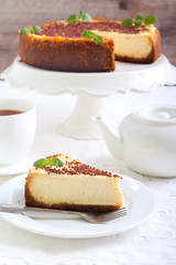 Slice of New York cheesecake