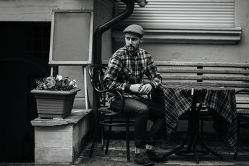 Confident man posing in selvedge  jeans