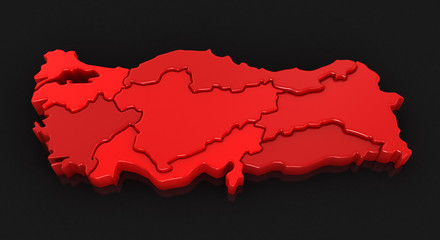 Map of Turkey. Image with clipping path.