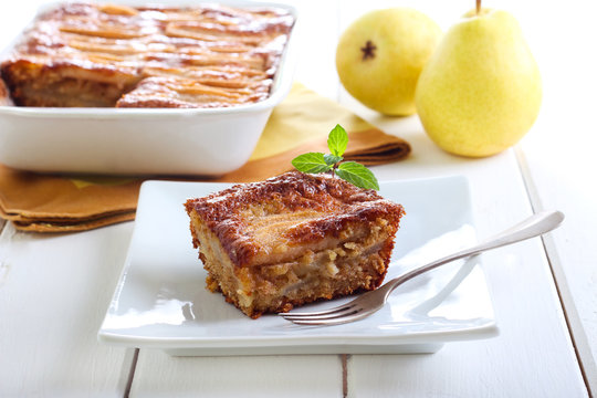 Slice Of Oatmeal Pear Cake