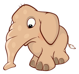 Cute elephant calf  illustration. Cartoon