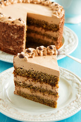 Coffee cake with chocolate.