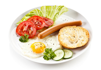 Breakfast - fried egg and sausage