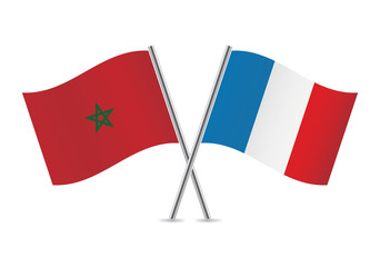 France and Morocco flags. Vector illustration.