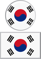South Korean round and square icon flag. Vector illustration.