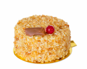 Cake decorated with roasted almonds isolated