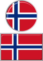Fototapeta premium Norwegian round and square icon flag. Vector illustration.