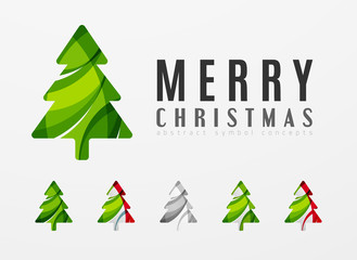 Fototapeta premium Set of abstract Christmas Tree Icons, business logo concepts