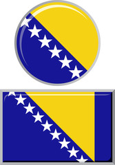 Bosnia and Herzegovina round, square icon flag. Vector
