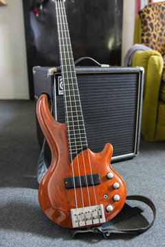 electric bass guitar and combo