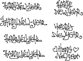 happy new year wish hand drawn liquid curly graffiti fonts