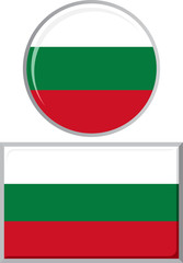 Bulgarian round and square icon flag. Vector illustration.