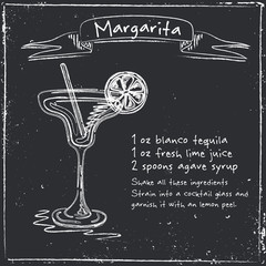 Margarita. Hand drawn illustration of cocktail.