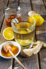 Ginger tea with honey and lemon