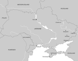 Ukraine - Karte in Grau