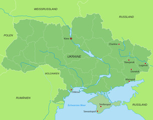 Ukraine - Karte in Grün