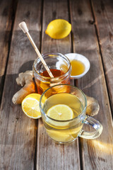 Ginger tea with honey and lemon