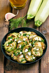 Homemade zucchini fries in pan