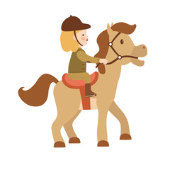 Cute little girl riding a horse