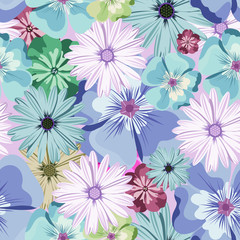 Beautiful floral pattern. Seamless pattern. Flowers. Bright buds, leaves, flowers. Flowers for greeting cards, posters, flyers. Flower shop. Seamless vintage tropical flower pattern vector.