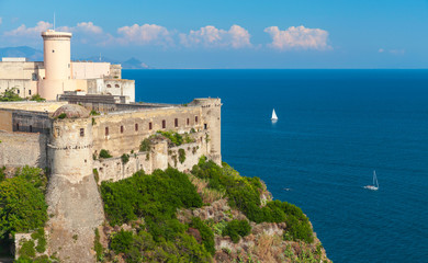 Fototapeta na wymiar Castle on Mediterranean Sea coast. Gaeta, Italy