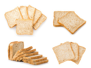 fresh bread slices isolated on white background