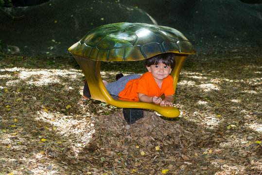 Energetic Hispanic Boy Having Fun
