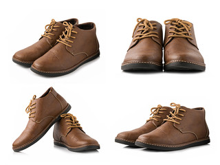 Leather shoes isolated on white background