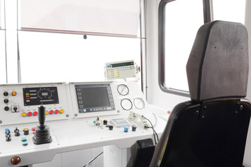 Interior of a train operator's cab