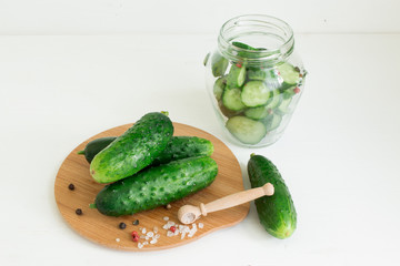 Fresh cucumber. Pickled cucumbers.