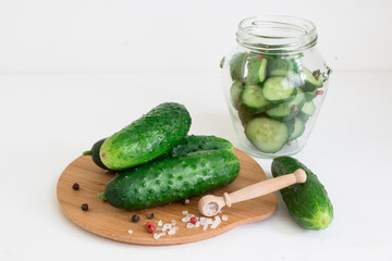 Fresh cucumber. Pickled cucumbers.
