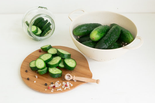 Fresh cucumber. Pickled cucumbers.