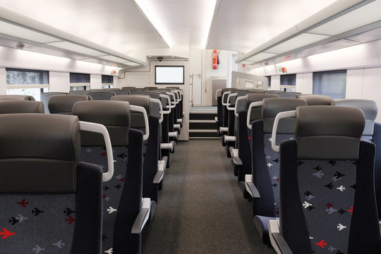 Fototapeta Interior of a train passenger coach